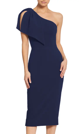 Vestido de dama azul de hombros descubiertos Dress The Population