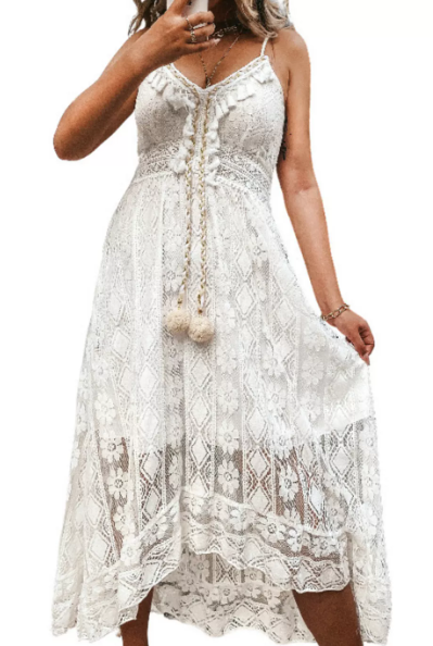 Vestido de encaje blanco para dama Cupshe