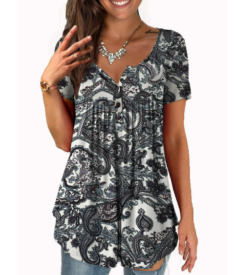 Blusa alargada para dama con estampado tribal de flores a.Jesdani