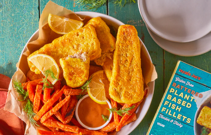 Filetes de pescado vegano rebosados y marinados Trader Joe’s