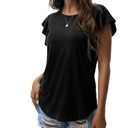 Franela holgada para dama con mangas onduladas JWD