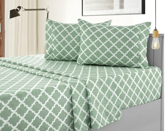 Juego de sabanas turquesa con estampado diagonal para cama queen Lux Decor Collection