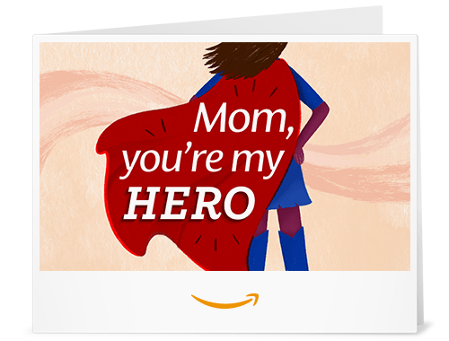 Tarjeta de regalo para imprimir en casa “Mom you’re my hero”