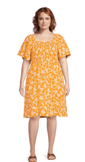 Vestido talla grande para dama con estampado floral Terra & Sky