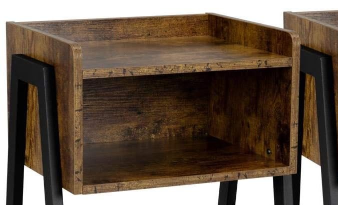 Duo de mesas de madera con estilo industrial Yaheetech