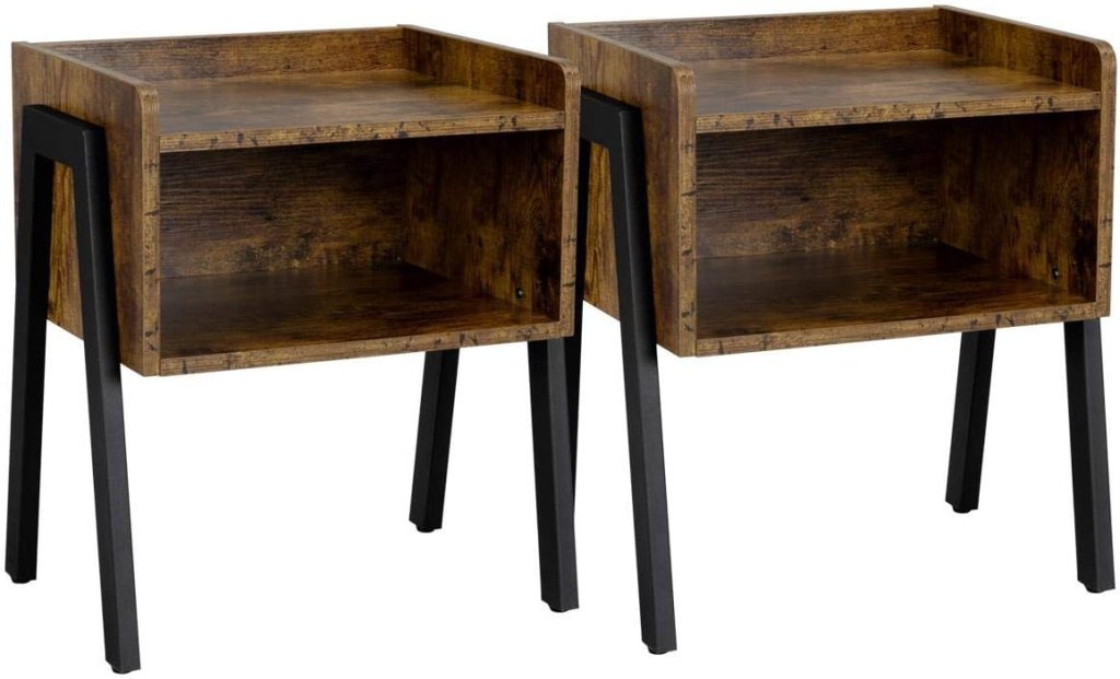 Duo de mesas de madera con estilo industrial Yaheetech