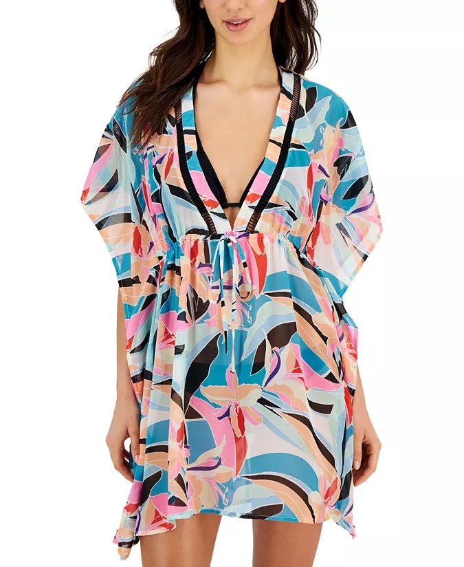 Kimono ligero para dama con estampado floral Miken