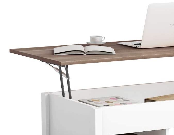 Mesa central blanca con base retráctil Tangkula