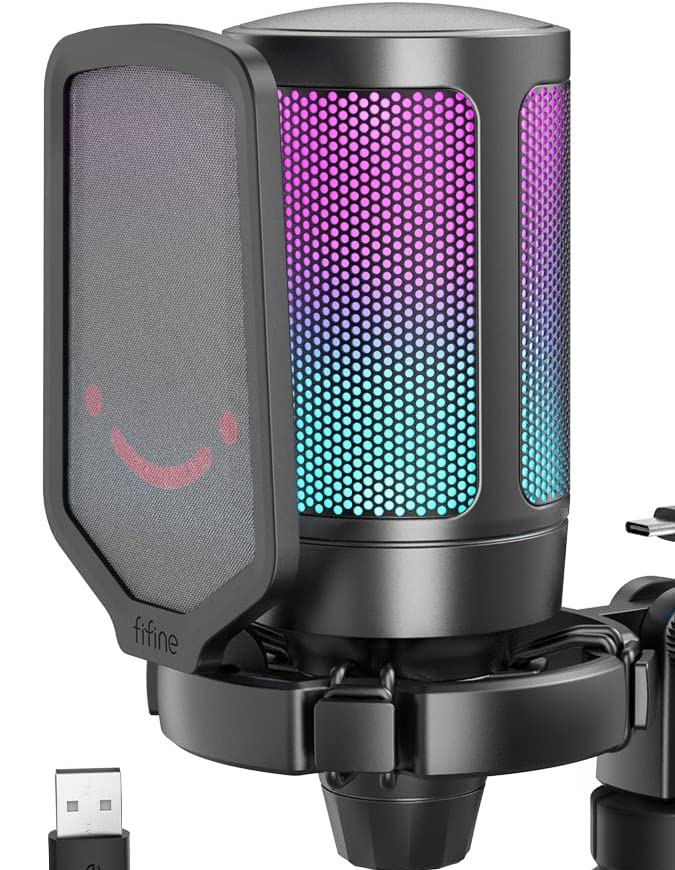 Micrófono gaming con luces LED FIFINE