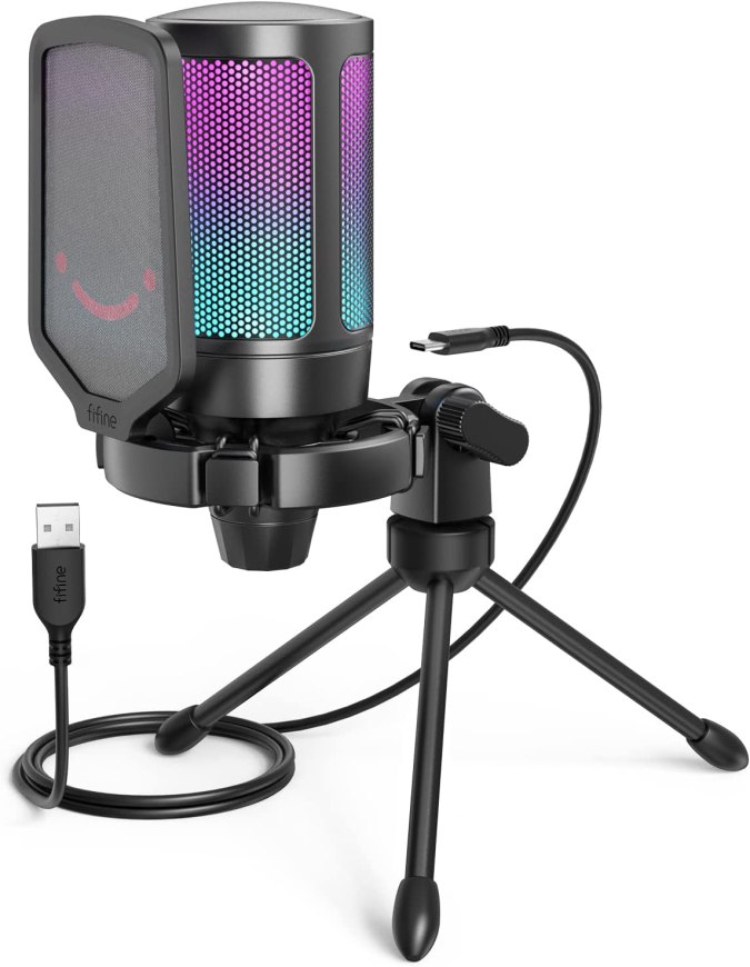 Micrófono gaming con luces LED FIFINE