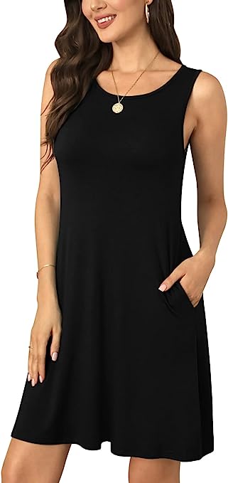 Vestido ligero negro para dama con cuello redondo BISHUIGE en Amazon