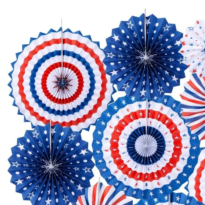 Set de abanicos de papel con temática del 4 de julio Homarden