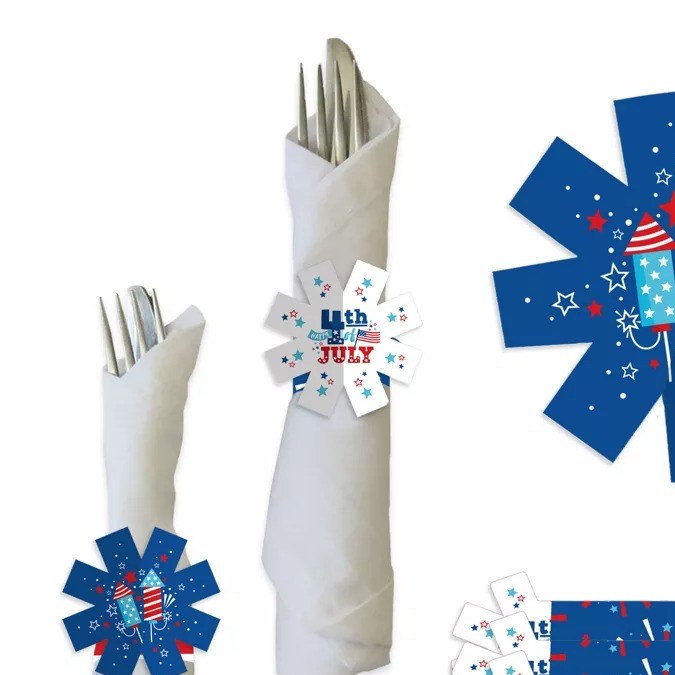 Set de servilleteros con temática del 4 de julio Big Dot of Happiness Firecracker