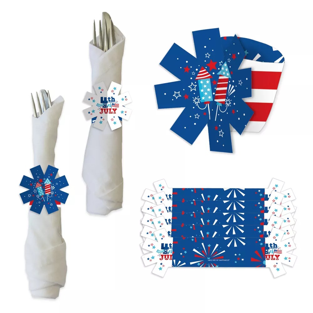 Set de servilleteros con temática del 4 de julio Big Dot of Happiness Firecracker