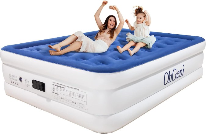 Colchón inflable matrimonial con altura de 18 pulgadas y bomba OhGeni