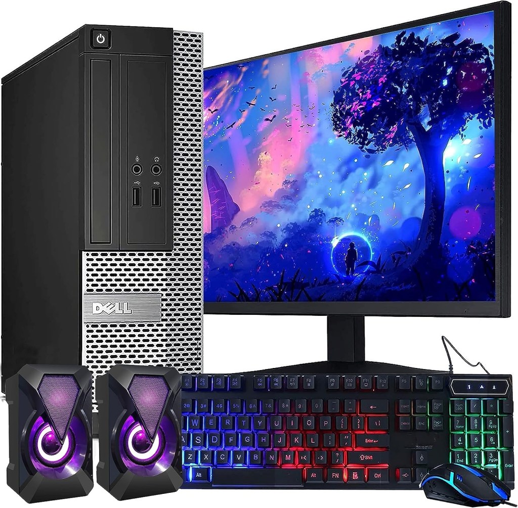Computadora de escritorio con monitor, teclado y corneta Dell