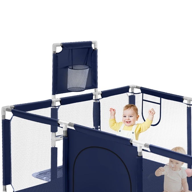 Corral de juegos para bebés con aro de baloncesto y arco de futbol HDJ