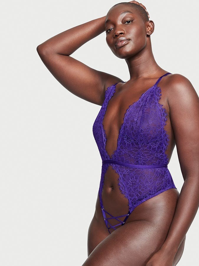 Teddy sin entrepierna azul para dama Victoria's Secret