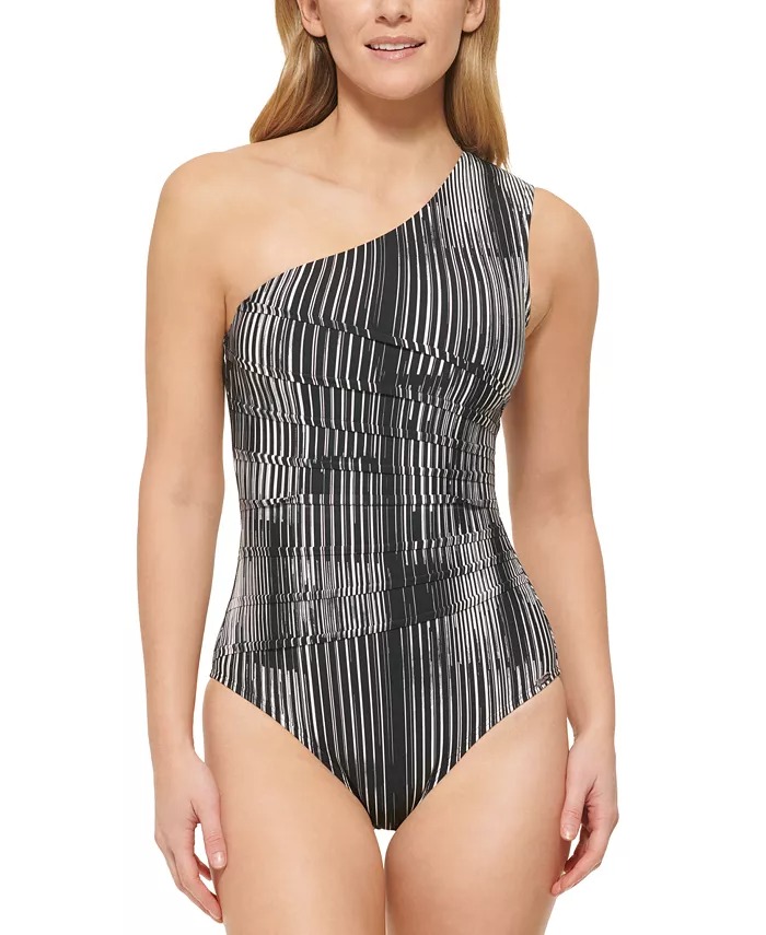 Traje de baño para dama de cuerpo completo y manga asimétrica Calvin Klein