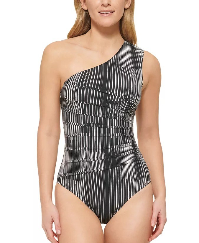 Traje de baño para dama de cuerpo completo y manga asimétrica Calvin Klein