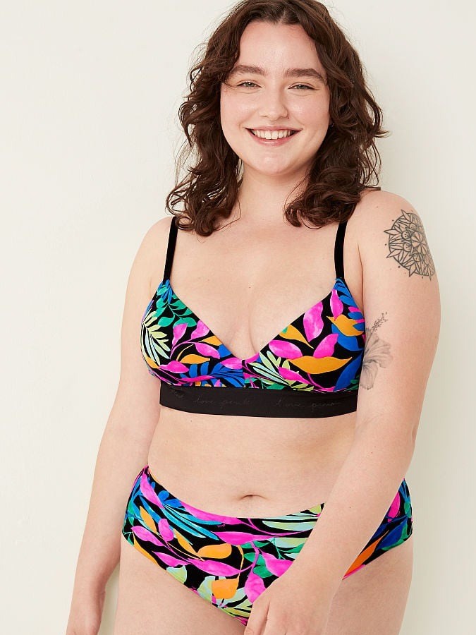 Brasier de dama sin aros y estampado floral multicolor Pink