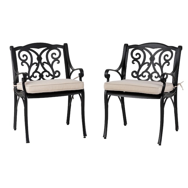 Duo de sillas de metal con detalles ornamentales y sillón acolchado Glitzhome