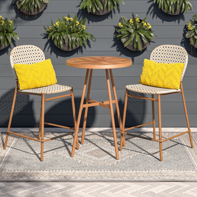 Set de sillas altas de madera con mesa para jardín Origin 21