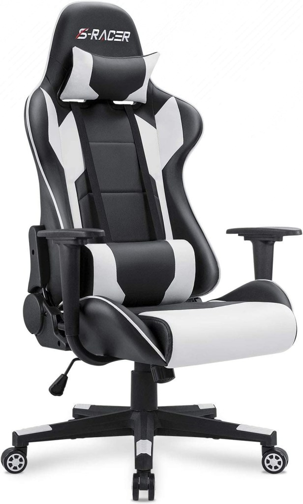 Silla de computadora con recubrimiento de cuero y soporte y respaldo lumbar Homall