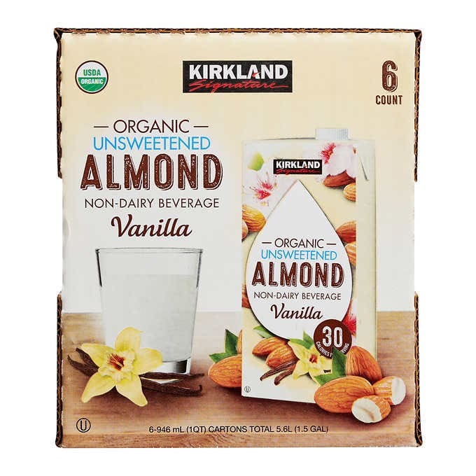 Bulto de 6 unidades de leche de almendras con sabor a vainilla Kirkland Signature