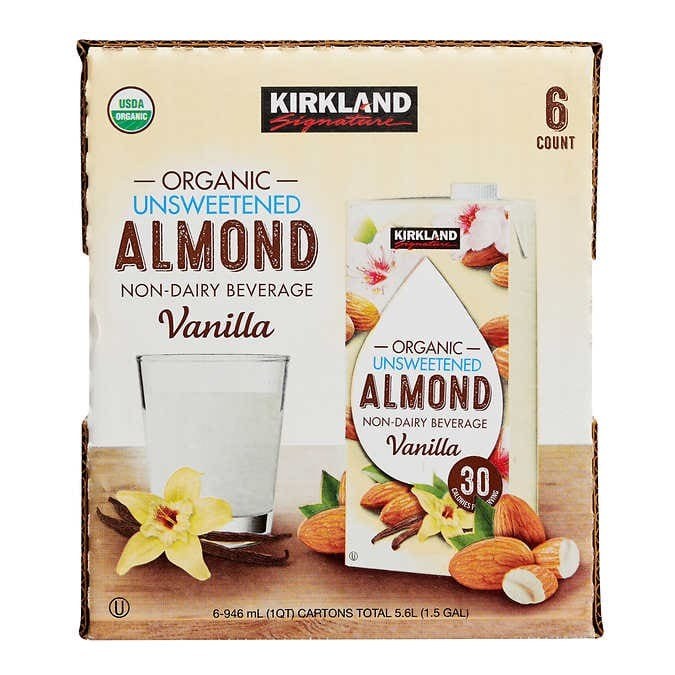 Bulto de 6 unidades de leche de almendras con sabor a vainilla Kirkland Signature