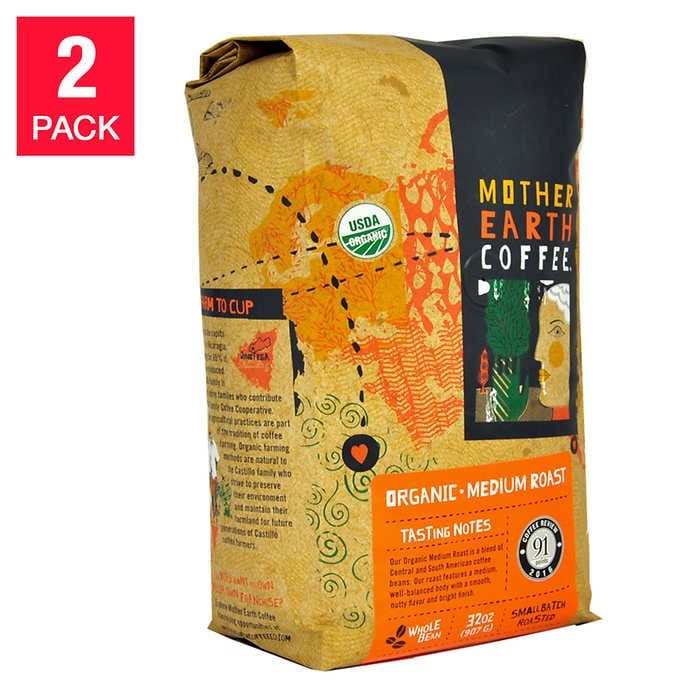 Doble paquete de café orgánico de tostado medio Mother Earth