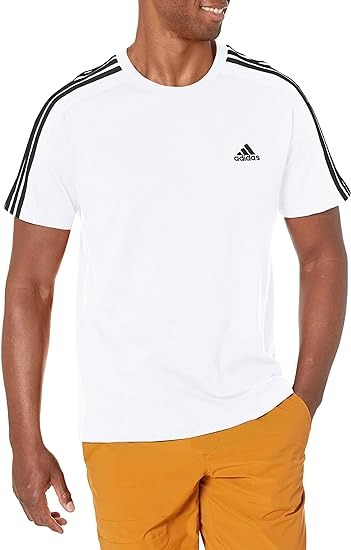 Franela blanca para caballeros con corte deportivo Adidas