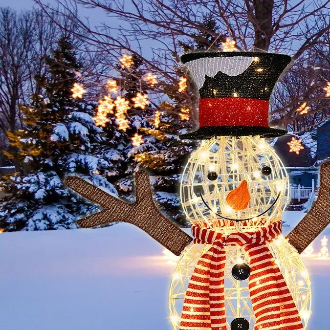 Muñeco de nieve decorativo con luces Costway
