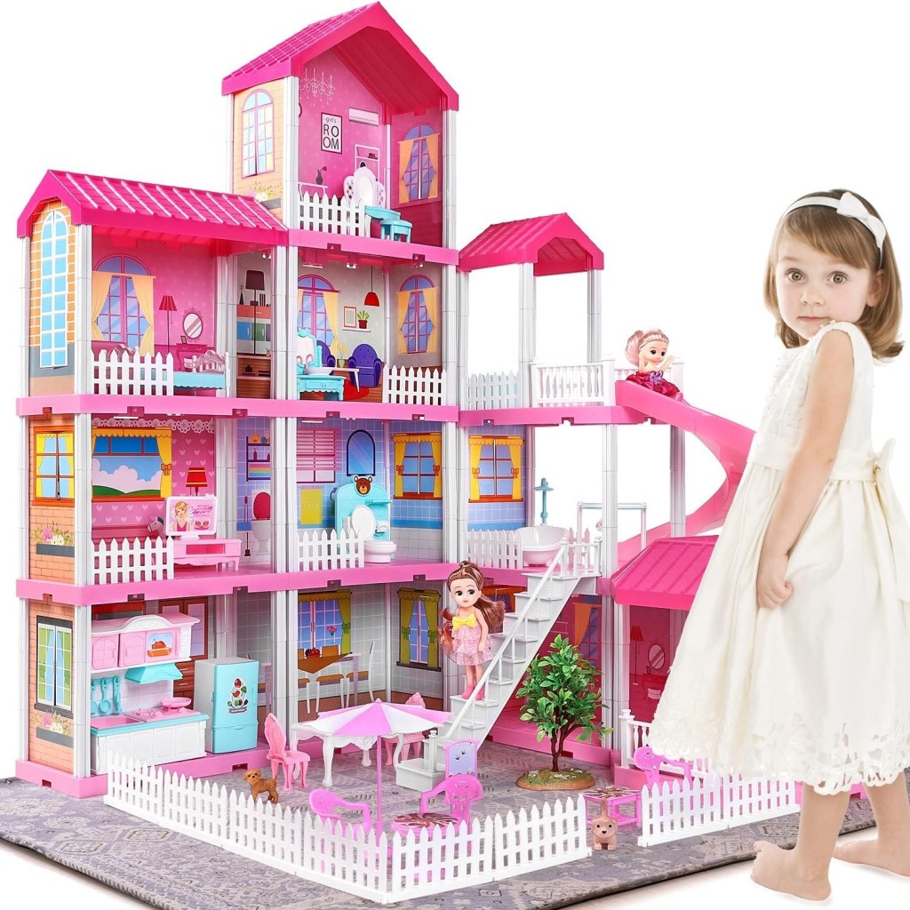 Casa de muñecas de distintos pisos con accesorios