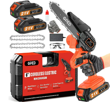  La Mini Chainsaw Cordless de 6 pulgadas hace que cortar madera sea fácil y seguro. Con una calificación de 4.2 estrellas basada en 505 reseñas, este dispositivo es esencial para la poda de árboles y cortes precisos.