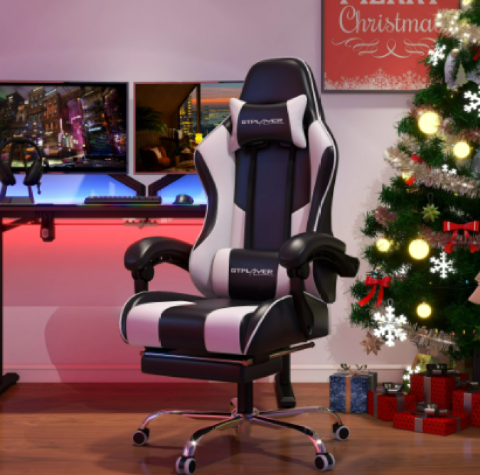 Haz de cada juego una experiencia cómoda con la silla de juego Gtplayer. Reposapiés, cojín lumbar con masaje y diseño blanco elegante. Con más de 500 revisiones y una calificación de 4.2 estrellas, esta silla ofrece comodidad ergonómica y estilo incomparable. Aprovecha la oferta actual y transforma tu espacio de juego.