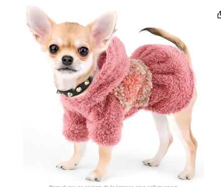 Añade estilo y calidez con este suéter de forro polar en rosa y amarillo. Ideal para Chihuahuas, Bulldogs y más, con calificación de 4.3 estrellas. ¡Solo $9.99 (bajó de $14.99) para un invierno a la moda!