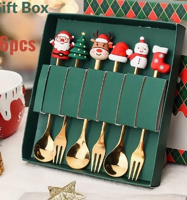 Transforma tus comidas en eventos especiales con el juego de cubiertos festivo de TenDollar. Diseños de Santa y renos en una caja de regalo, con un descuento del 69%.
