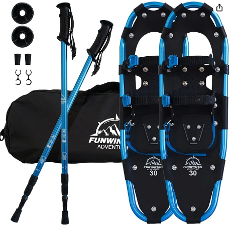 Explora la nieve con las raquetas de nieve FunWater. Ligeras y fáciles de usar, vienen en diferentes tamaños para todas las edades. Incluye bolsa de transporte y varillas de trekking para una experiencia completa en la nieve.