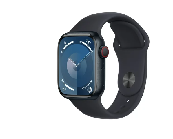 Elegante Apple Watch Series 9, GPS y celular. Estilo Midnight con banda deportiva. ¡Ahorra $70! Precio actual: $429.00.