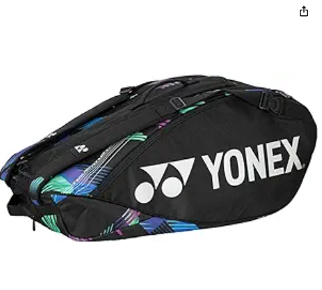 La YONEX Pro Racquet Bag 9 Pack es la elección premium para los amantes del bádminton. Con un atractivo diseño verde y morado, esta espaciosa bolsa de poliéster ofrece comodidad con mochila, hebilla ajustable, bolsillo para zapatos y protector térmico. Por solo $119.00, disponible en la tienda de YONEX.