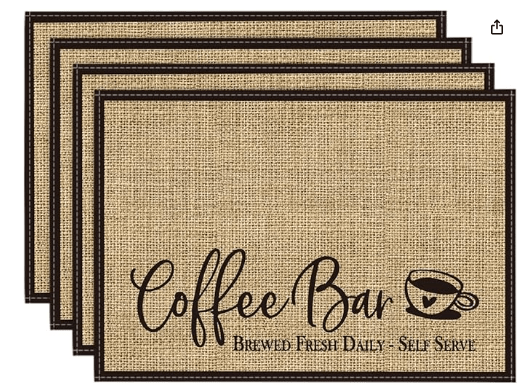 Embellece tu barra de café con el juego de 4 manteles individuales de Artoid Mode. Con 12 x 18 pulgadas de elegancia, estos accesorios transformarán tu mesa. Calificación de 4.5 estrellas y un ahorro del 13%, ahora por solo US$6.99.