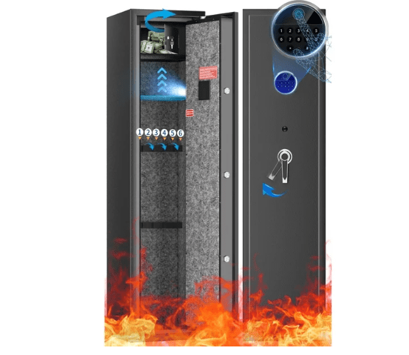 Protege tus armas con la caja fuerte biométrica TTLIFE. Con capacidad para 5 armas grandes, estante removible y luz LED, ofrece acceso rápido y seguro. Ahorra $218.01 con el precio actual de $251.98. Descubre la seguridad con estilo.