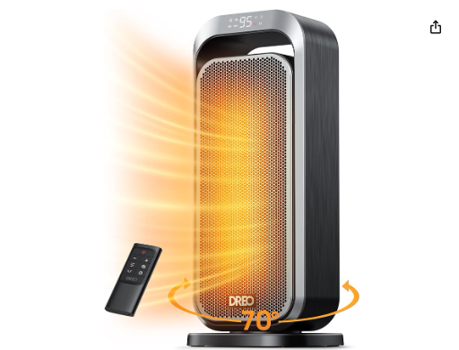 Mantén la calidez en tu hogar u oficina con el calentador de espacio Dreo de 15 pulgadas, disponible en Amazon. Con un descuento del 15%, por solo US$59.49, este calentador ofrece oscilación de 70°, termostato, control remoto y temporizador de 12 horas. Experimenta el confort y la seguridad con este calentador de cerámica PTC actualizado.