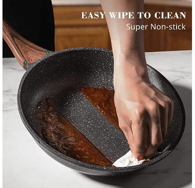 Transforma tu cocina con el juego de sartenes antiadherentes de SENSARTE. Con revestimiento de granito suizo, mango que se mantiene fresco y compatibilidad con inducción, estas sartenes de 8 y 10 pulgadas son esenciales para cualquier chef. Libres de PFOA, ofrecen durabilidad y rendimiento excepcionales para elevar tu experiencia culinaria.