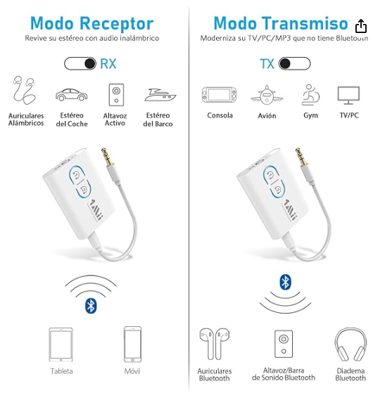 Descubra la libertad de la conectividad inalámbrica con el adaptador Bluetooth de 1Mii. Este dispositivo versátil no solo transforma tu televisor, sino que también se convierte en tu compañero de viaje ideal, ofreciendo una conexión Bluetooth confiable en aviones y otros entornos. Olvídate de los cables y disfruta de la comodidad sin límites.