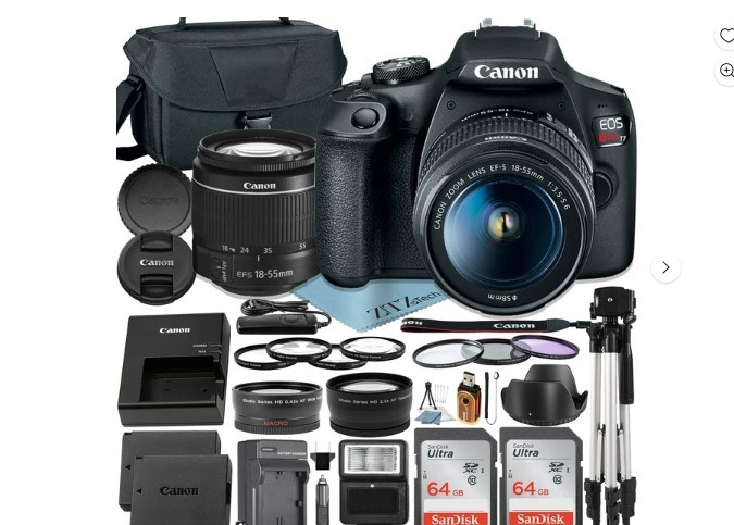 Sumérgete en la fotografía con la Canon EOS Rebel T7, valorada con 4.6 estrellas por 135 reseñas. Desde retratos hasta paisajes, este kit incluye todo lo necesario, desde un trípode estable hasta un teleobjetivo para explorar nuevas perspectivas. Con un ahorro de $110.00, ahora puedes adquirir esta potente cámara por solo $589.99.

