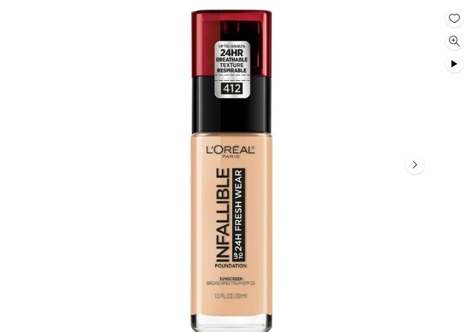 La base Infallible 24h Fresh Wear de L’Oréal redefine el estándar de belleza. Su textura fluida, empaque elegante y aplicador dosificador hacen que la aplicación sea una delicia. Con una cobertura versátil y resistencia al agua, esta base se adapta a todos los tipos de piel, ofreciendo un acabado impecable por menos de $14 dólares.

