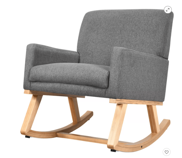 Relájate con estilo en la Mecedora Costway Mid Century. Precio especial de $189.99, antes $439.99. Calificación de 3.8 estrellas.