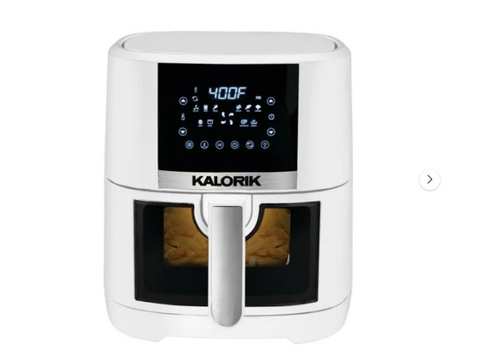 Cocina tus comidas favoritas de manera más saludable con la freidora de aire Kalorik®. Equipada con un revestimiento cerámico duradero y una ventana transparente, esta freidora te permite disfrutar de alimentos crujientes sin necesidad de aceite, mientras supervisas su preparación con facilidad.